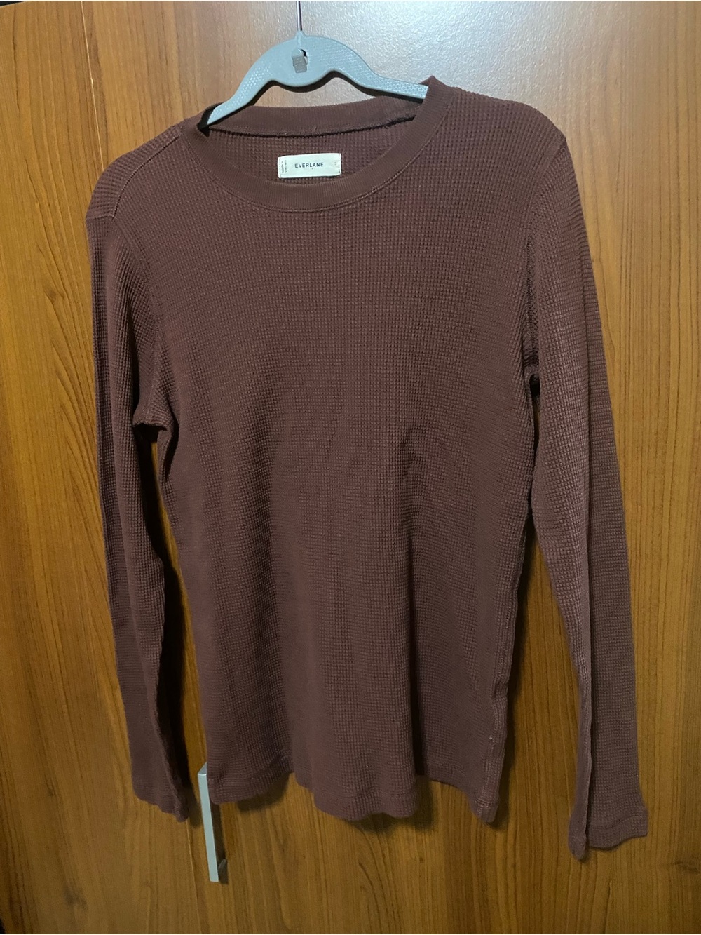 Everlane Men's Waffle Crewneck Casual 100% Cotton Sweater Rusty Brown size Small